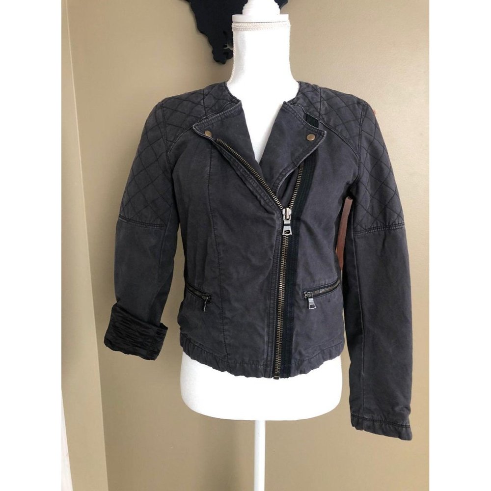 Gap Moto Jacket Sz 6 Grey EUC